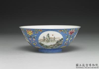 图片[2]-Pair of food bowls in yang-ts’ai enamels with incised blue ground pattern of flower brocade and landscape décor 1743 (Ch’ien-lung reign)-China Archive